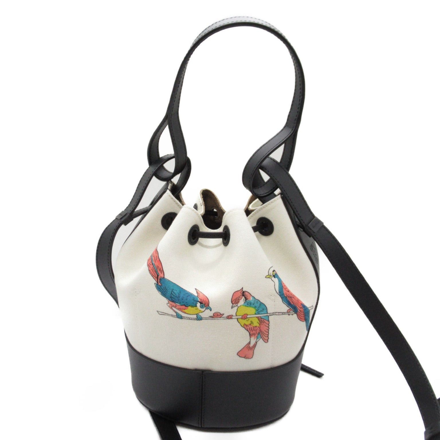 Loewe Loewe Balloon Shoulder Bag Canvas Leather Black Natural/Parakeet Pattern Size ONE SIZE - 2 Thumbnail