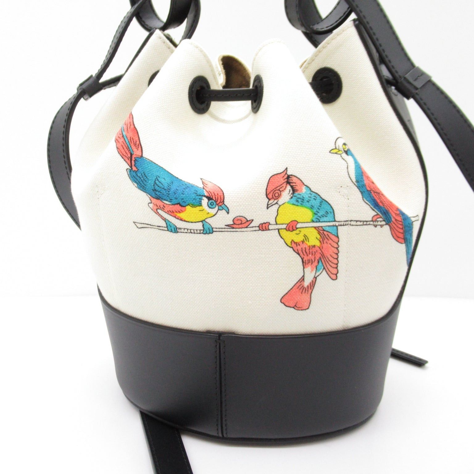 Loewe Loewe Balloon Shoulder Bag Canvas Leather Black Natural/Parakeet Pattern Size ONE SIZE - 10 Thumbnail