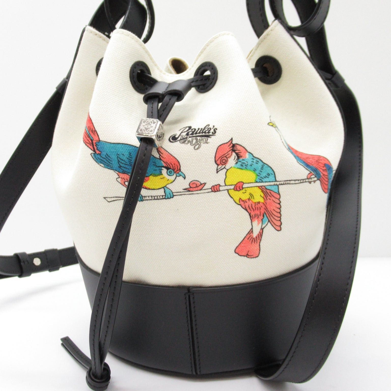 Loewe Loewe Balloon Shoulder Bag Canvas Leather Black Natural/Parakeet Pattern Size ONE SIZE - 11 Thumbnail