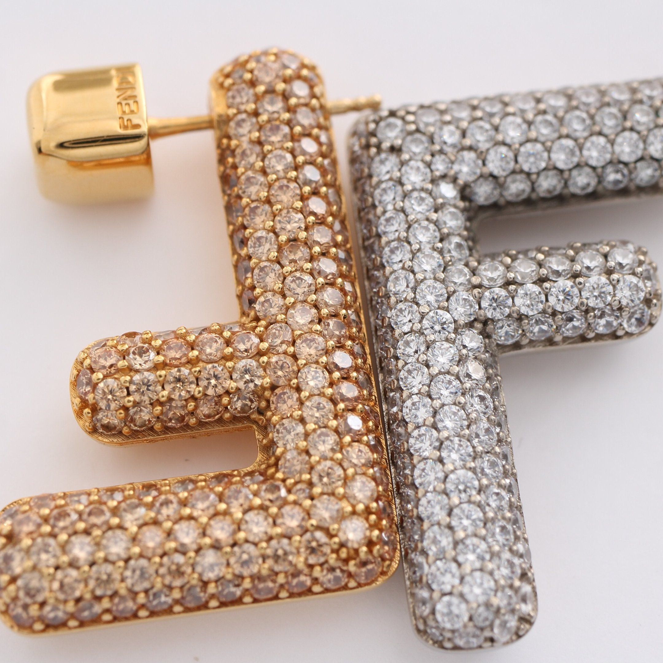 Fendi Fendi Ff Logo Earrings Gp Rhinestone Gold Silver Clear Size ONE SIZE - 7 Thumbnail