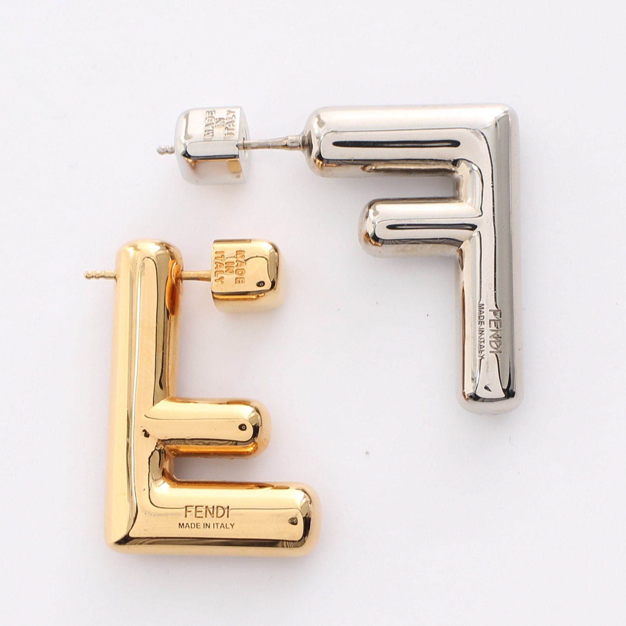 Fendi Fendi Ff Logo Earrings Gp Rhinestone Gold Silver Clear Size ONE SIZE - 2 Thumbnail