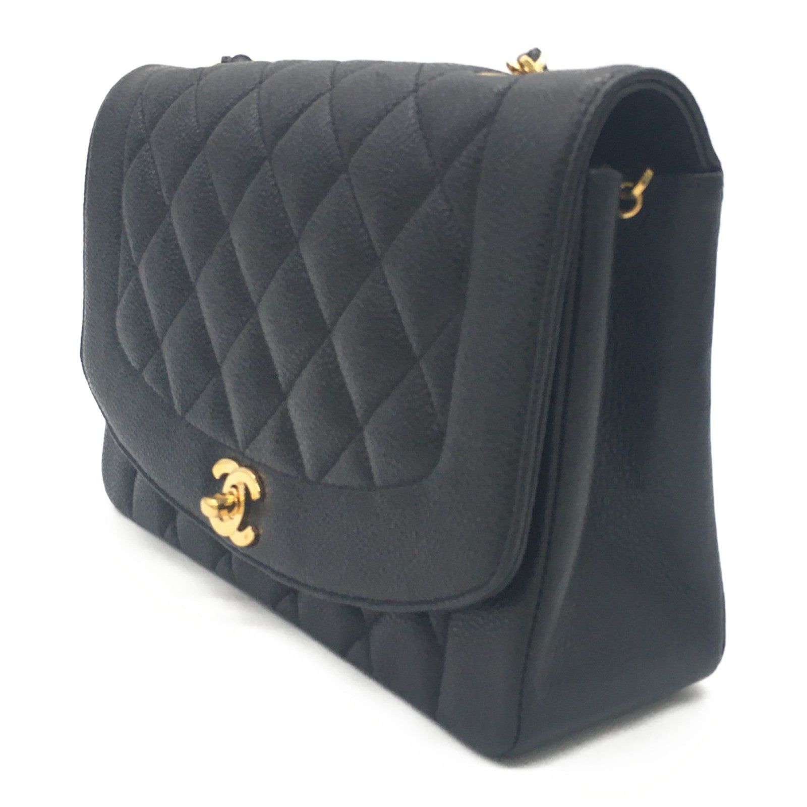 Chanel Chanel Matelasse Diana Chain Shoulder Bag Caviar Skin (Grained Calf) Black Size ONE SIZE - 2 Thumbnail