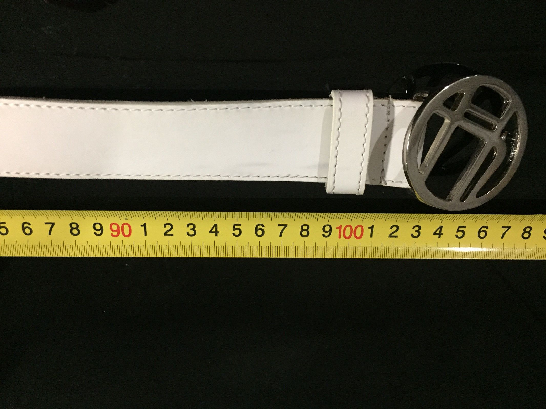 Les Hommes Leather White Belt Size ONE SIZE - 3 Thumbnail