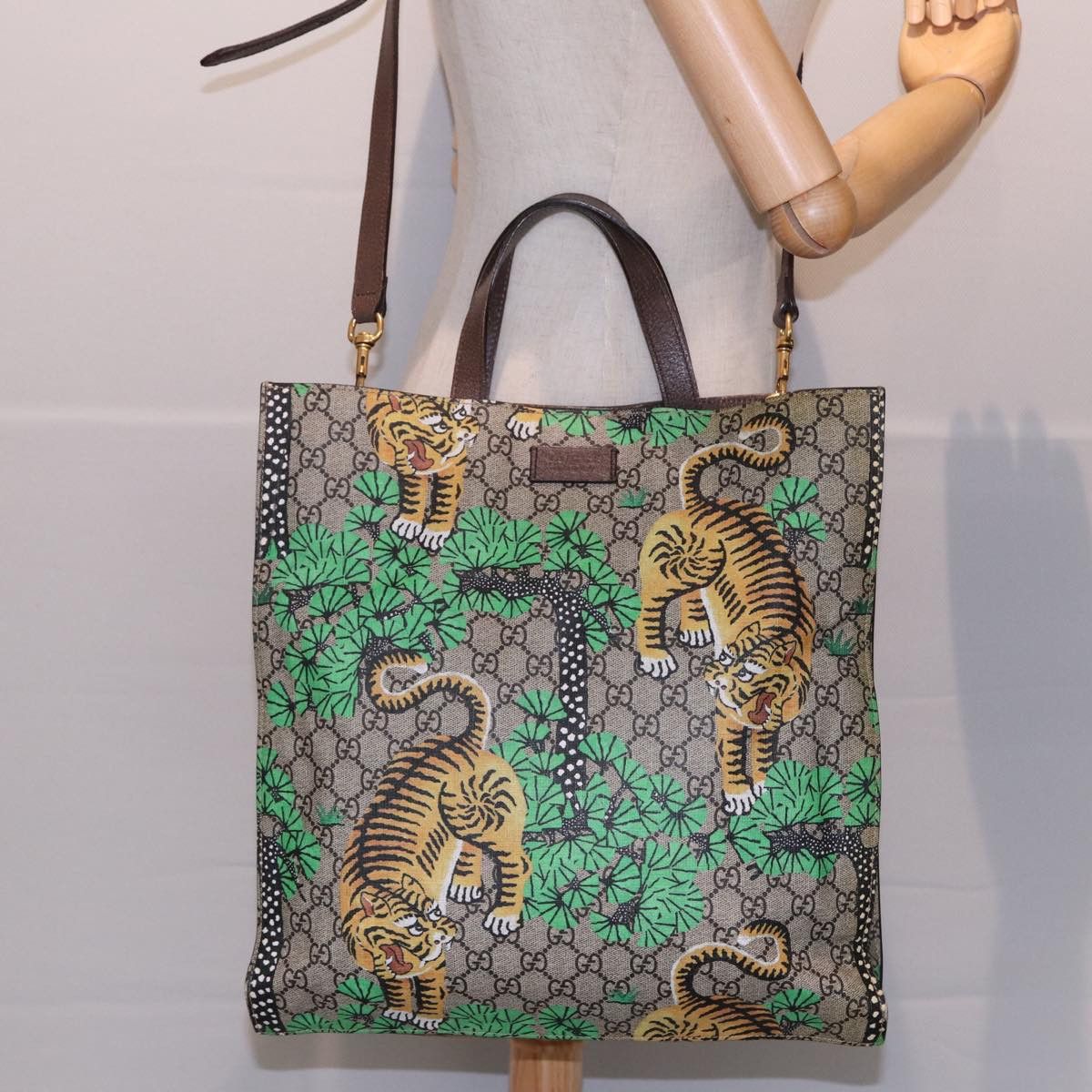 Gucci Tiger Beige Canvas Tote Bag (Pre-Owned) Size ONE SIZE - 7 Thumbnail