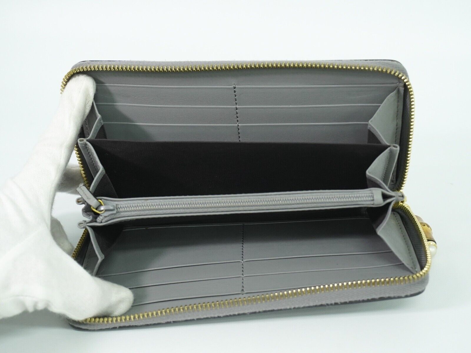 Gucci Bamboo Grey Leather Wallet (Pre-Owned) Size ONE SIZE - 4 Thumbnail