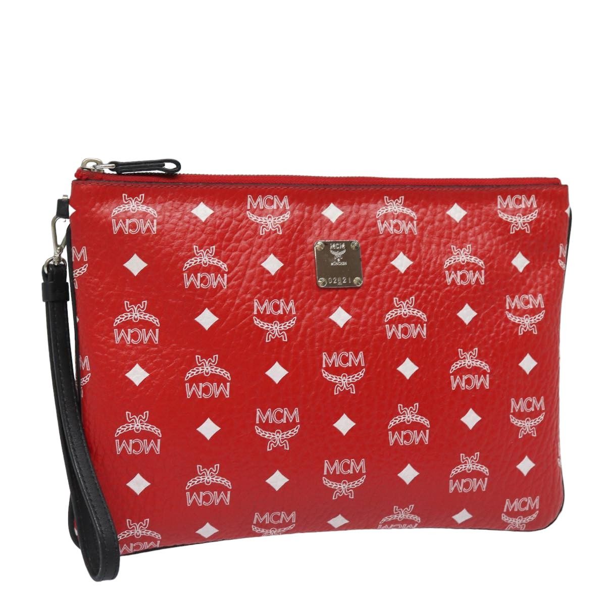 MCM Visetos Red Canvas Clutch Bag (Pre-Owned) Size ONE SIZE - 8 Thumbnail