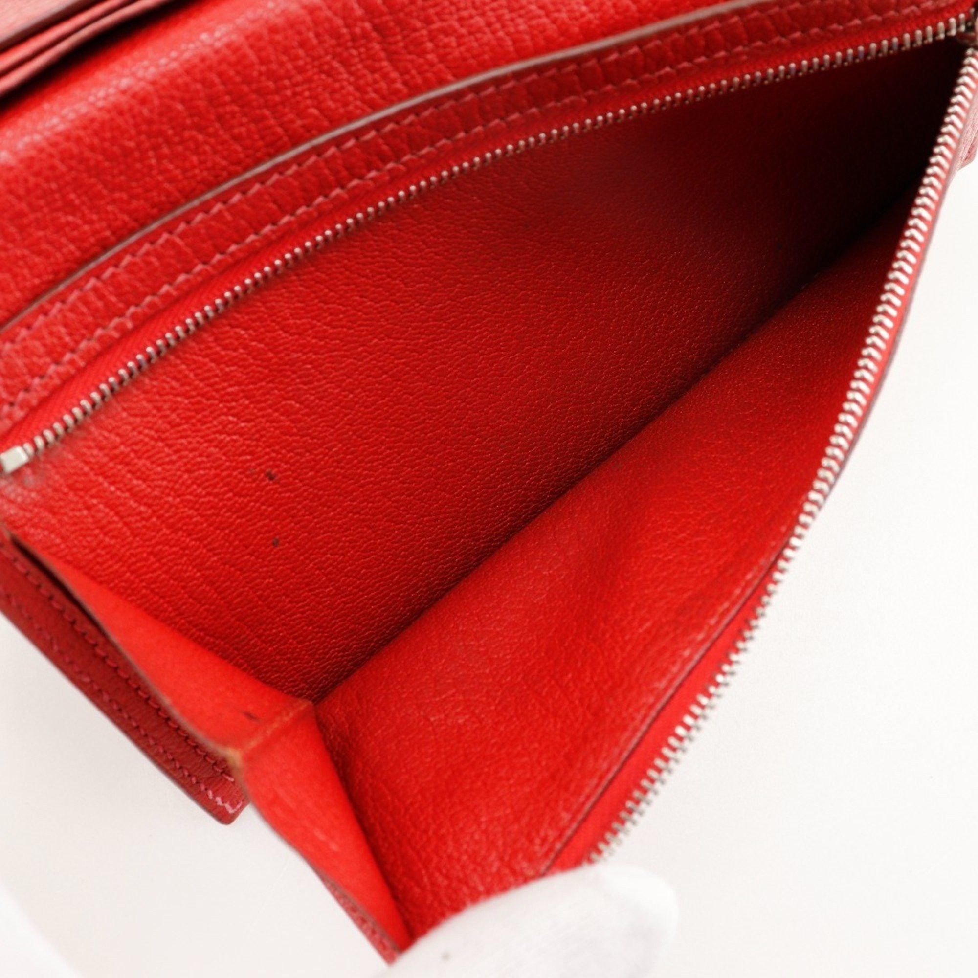 Hermes Hermes Beansufla Bi-fold Wallet 2007 Red □K Belt Clasp Women's W171724712 Size ONE SIZE - 7 Thumbnail