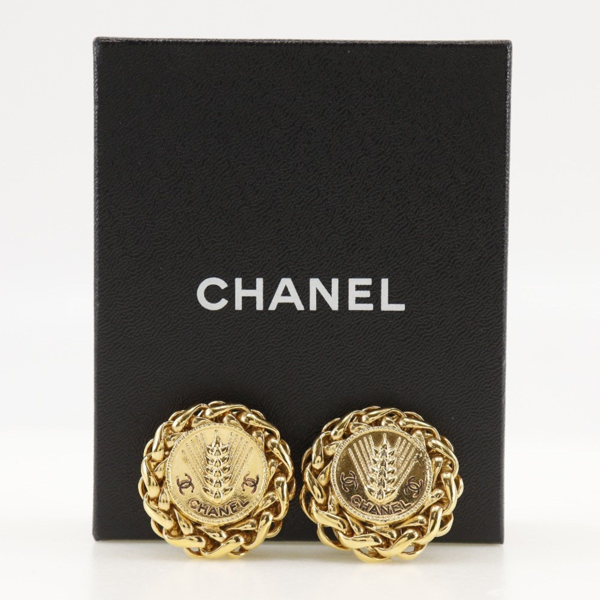 Chanel CHANEL Rice motif earrings, gold plated, approx. 50.0g, motif, women's Size ONE SIZE - 9 Thumbnail