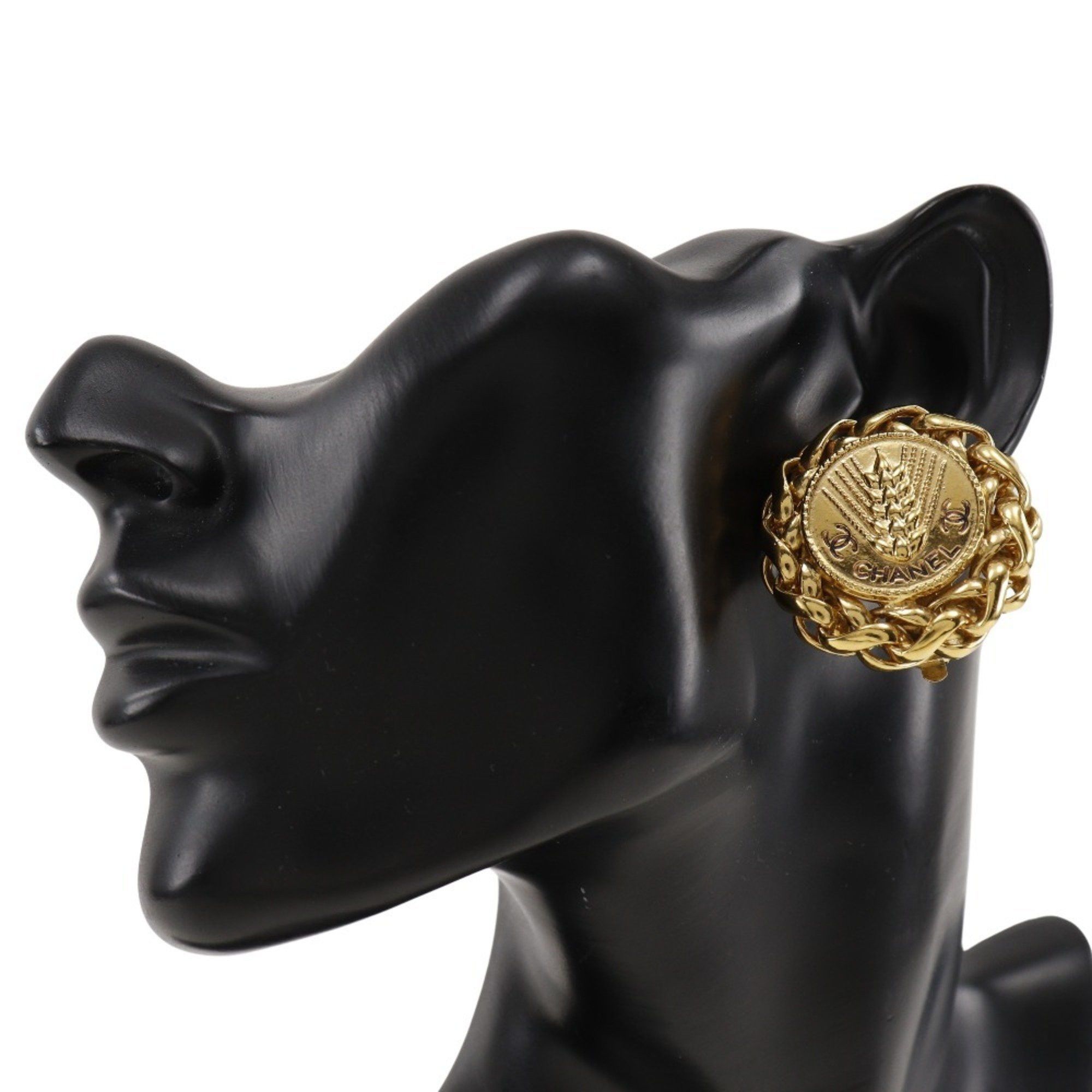 Chanel CHANEL Rice motif earrings, gold plated, approx. 50.0g, motif, women's Size ONE SIZE - 2 Thumbnail