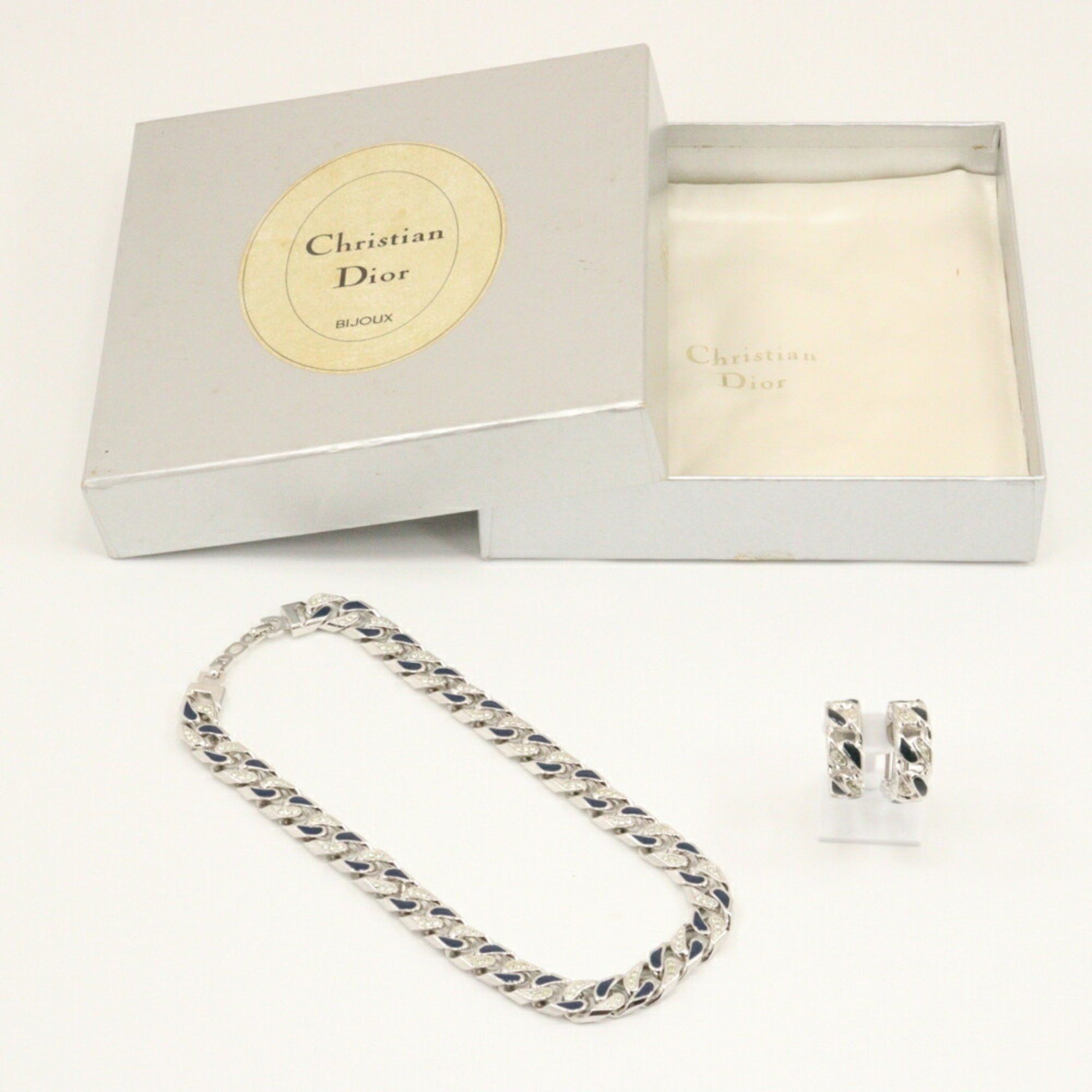 Dior Christian Dior Earring Set Necklace x Rhinestone Made in Germany Silver Approx. 109.2g set for women Size ONE SIZE - 14 Thumbnail