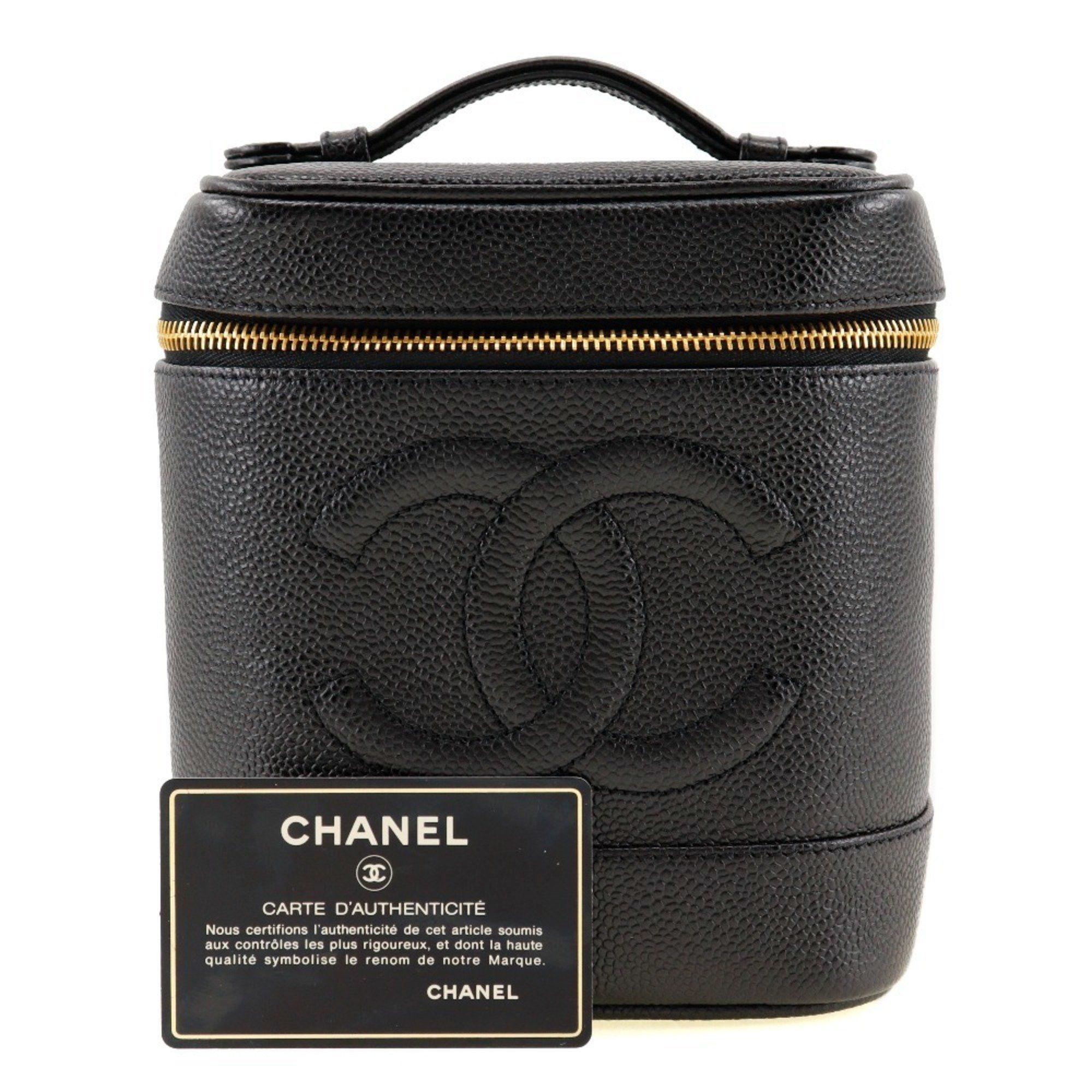 Chanel CHANEL Vanity Handbag A01998 Caviar Skin Black Women's Size ONE SIZE - 10 Thumbnail