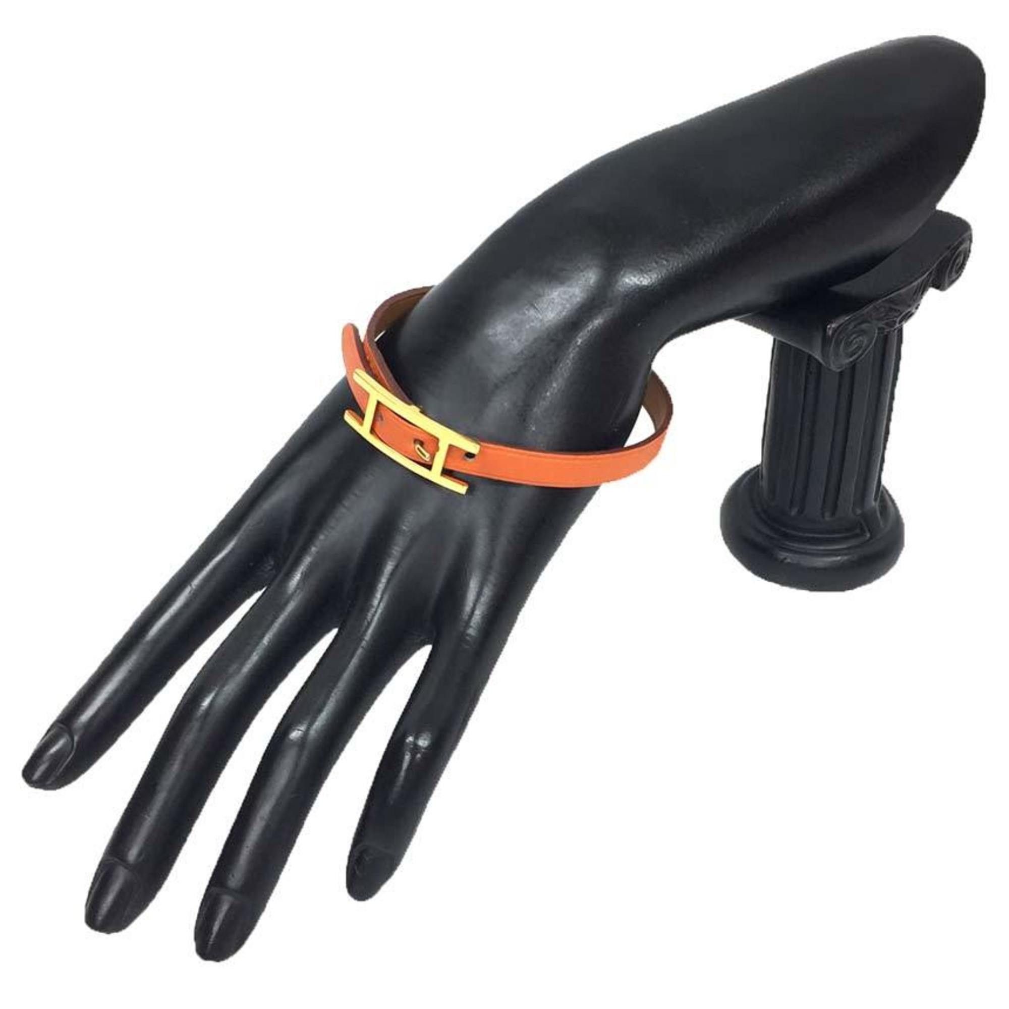 Hermes Hermes Api3 Leather Bracelet, Large Size, Long, Orange, K Engraved, Api Men's, Women's, Unisex Bracelet aq10424 Size ONE SIZE - 2 Thumbnail