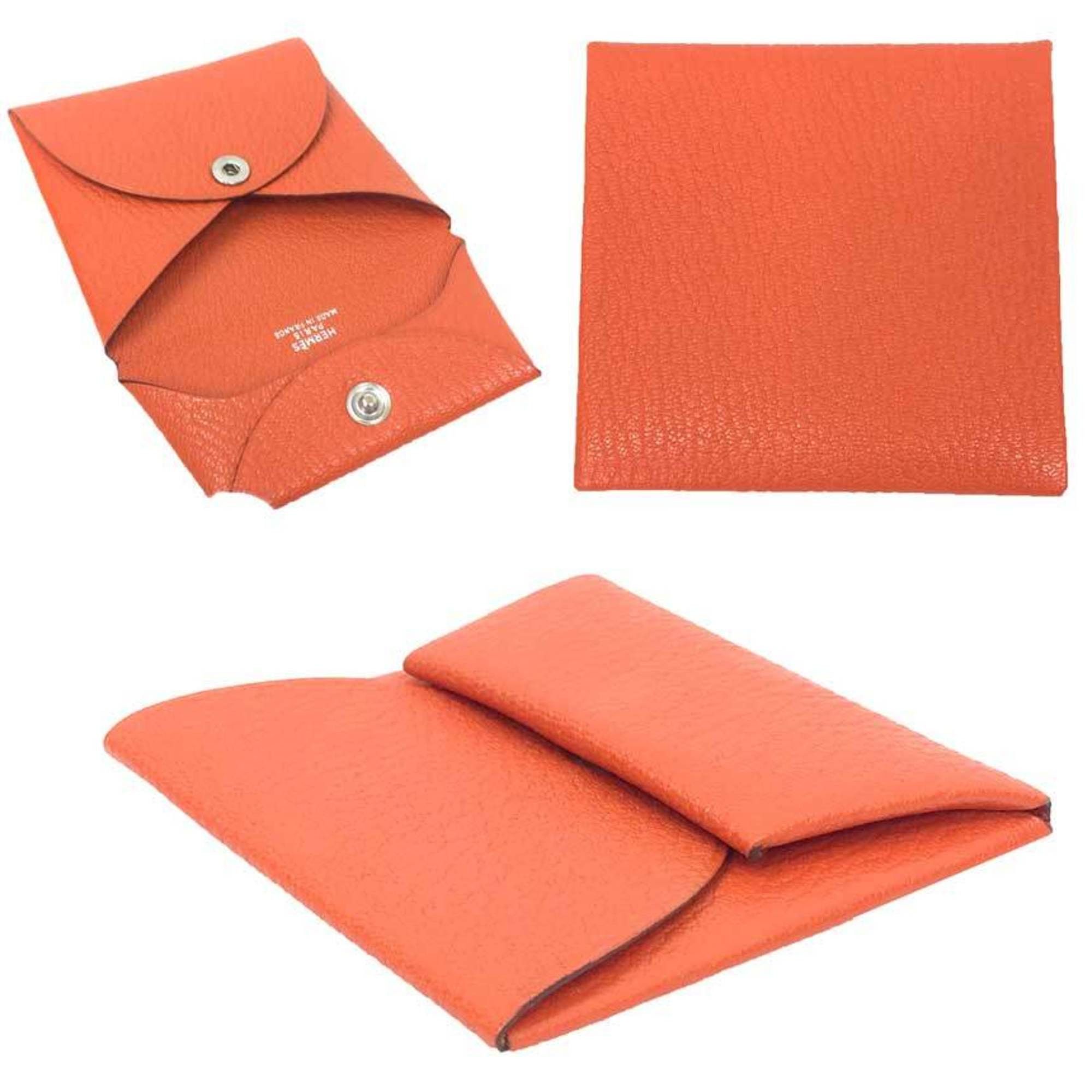 Hermes Hermes Bastia Coin Case PORTE-MONNAIE BASTIA Purse Orange Chevre Wallet aq10461 Size ONE SIZE - 2 Thumbnail