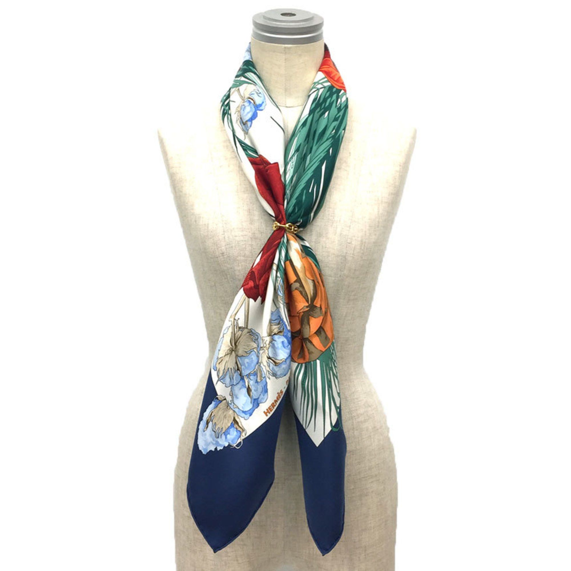 Hermes Hermes Carre 90 Scarf Muffler TURBANS DES REINES Princess Turban Blue 100% Silk aq10425 Size ONE SIZE - 2 Thumbnail