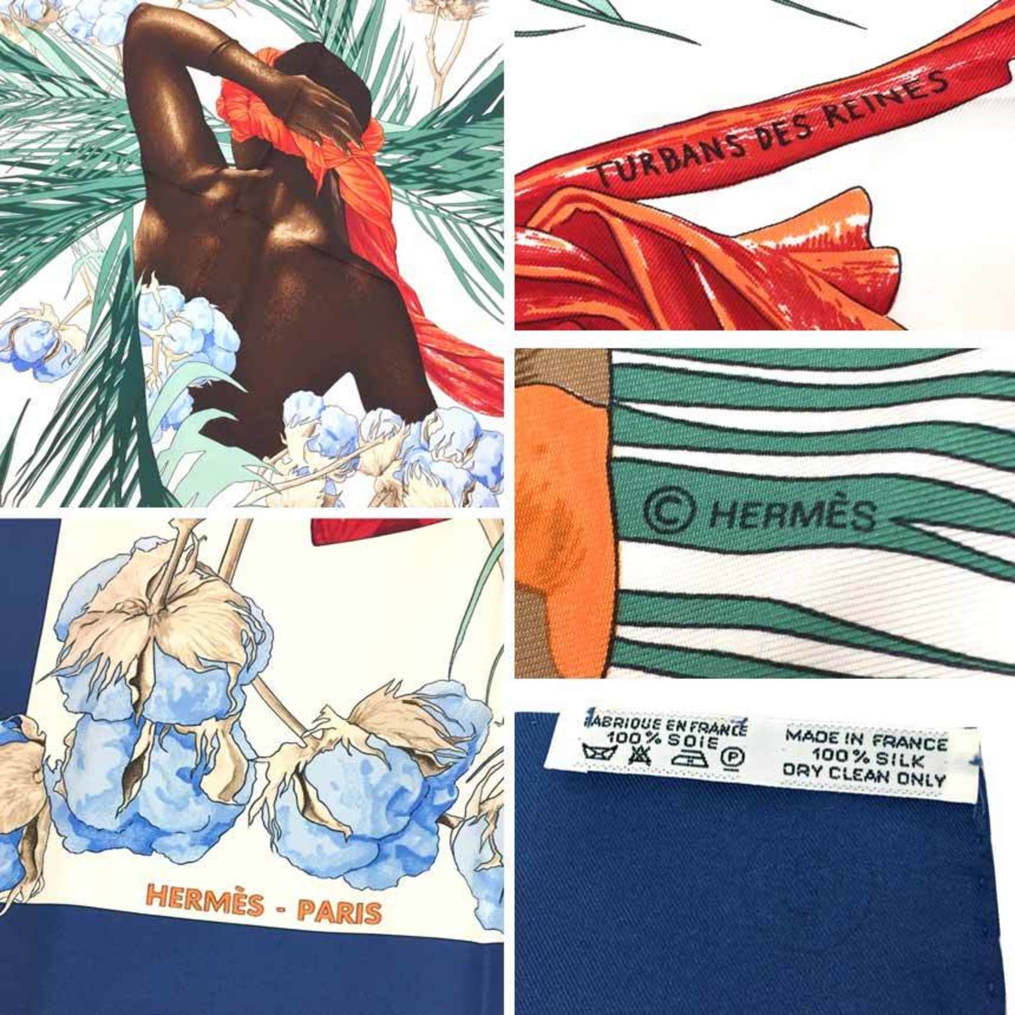 Hermes Hermes Carre 90 Scarf Muffler TURBANS DES REINES Princess Turban Blue 100% Silk aq10425 Size ONE SIZE - 3 Thumbnail