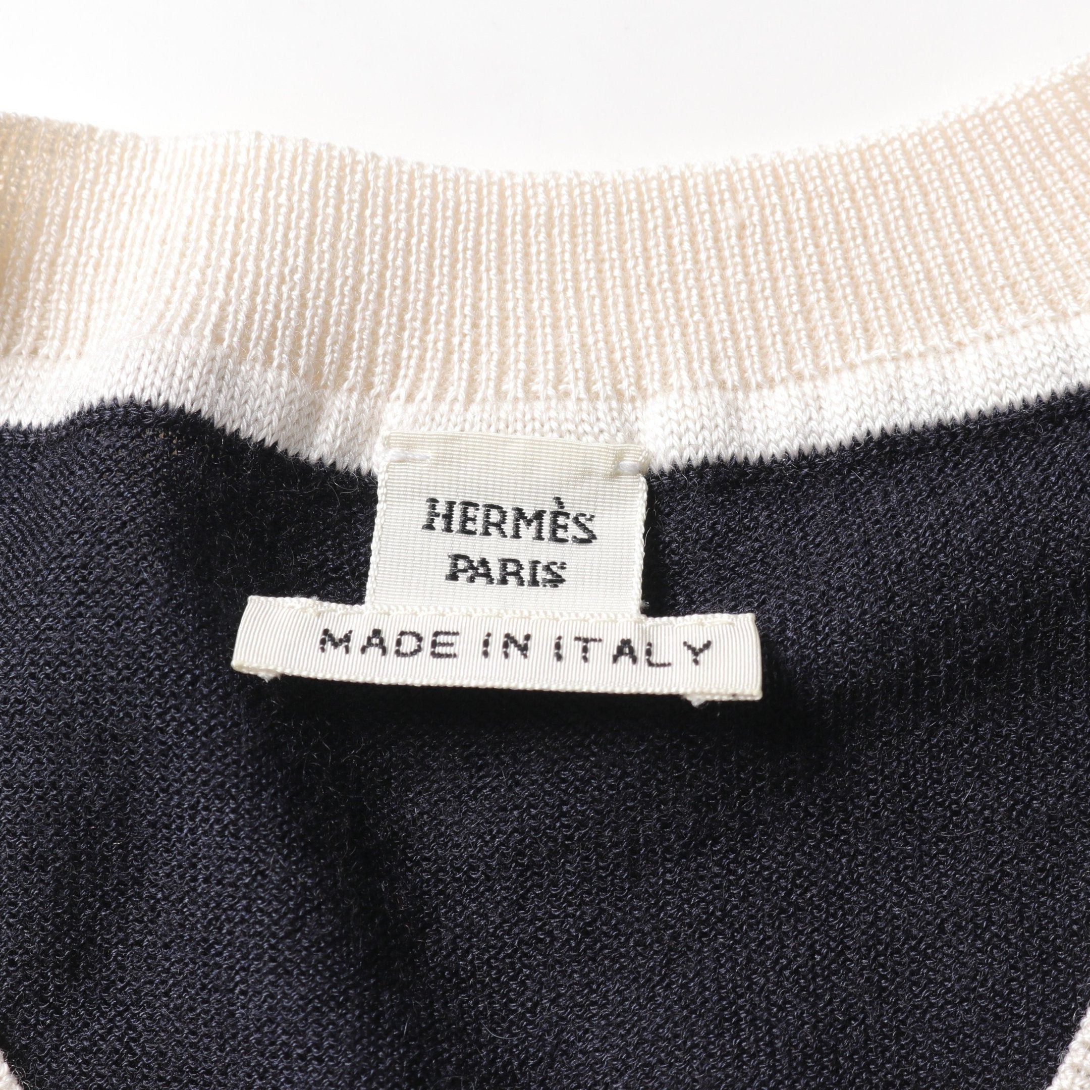 Hermes Hermes Brides De Gala Knit Cashmere Silk Dark Navy Ivory Size ONE SIZE - 3 Thumbnail