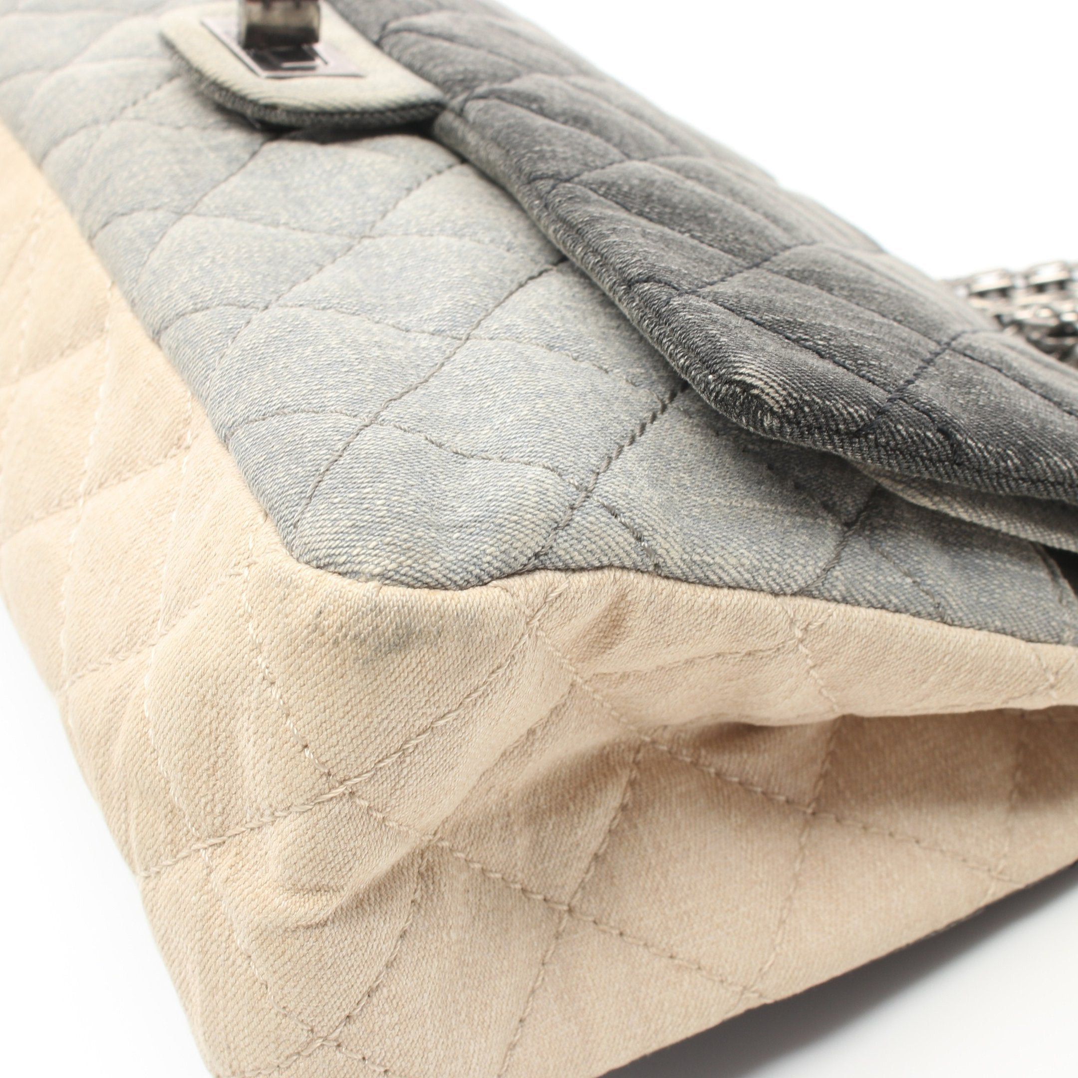 Chanel Chanel 2.55 Mademoiselle Chain Matelasse Double Flap Shoulder Bag Denim Dark Gray Light Blue Beige Silver Hardware Size ONE SIZE - 5 Thumbnail