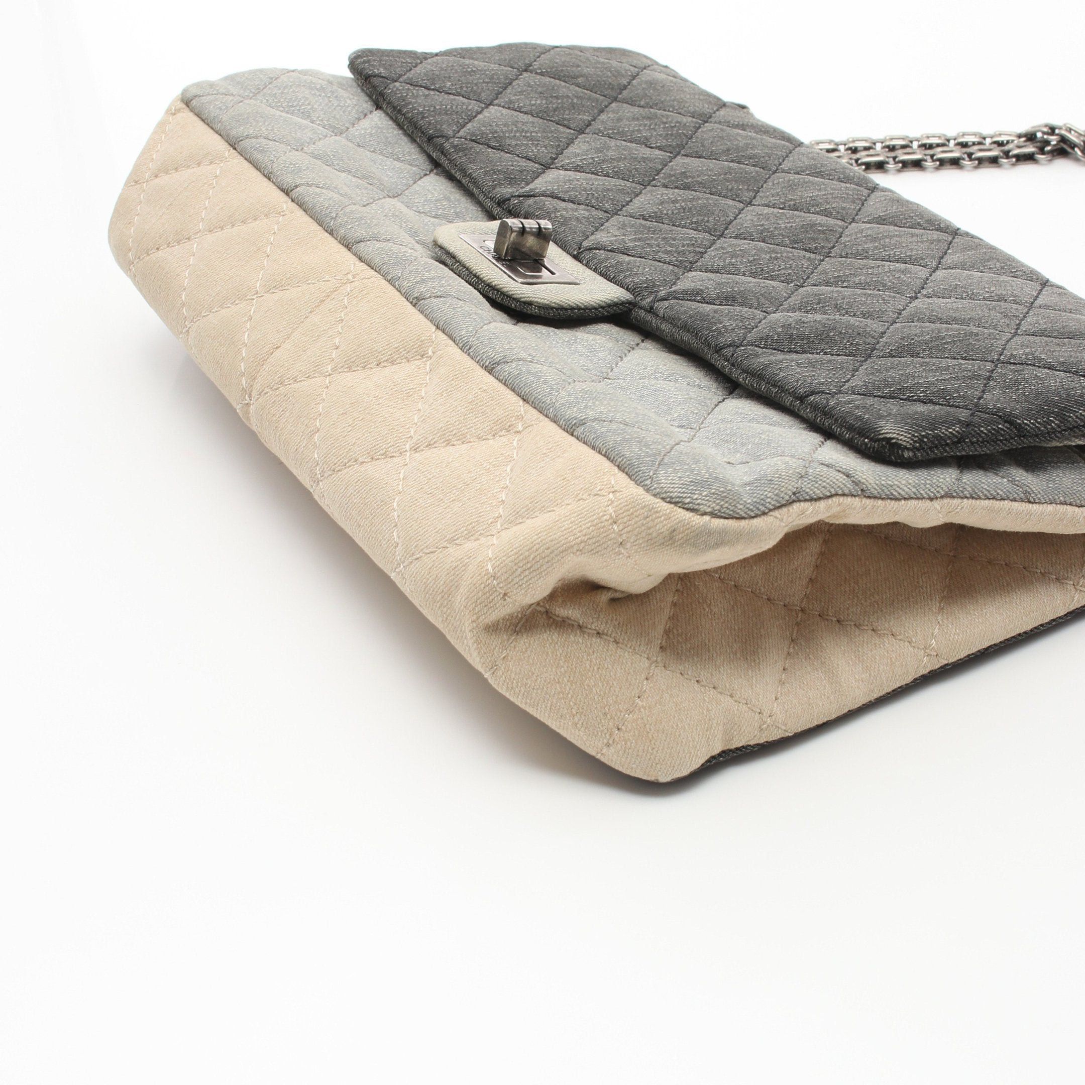 Chanel Chanel 2.55 Mademoiselle Chain Matelasse Double Flap Shoulder Bag Denim Dark Gray Light Blue Beige Silver Hardware Size ONE SIZE - 6 Thumbnail