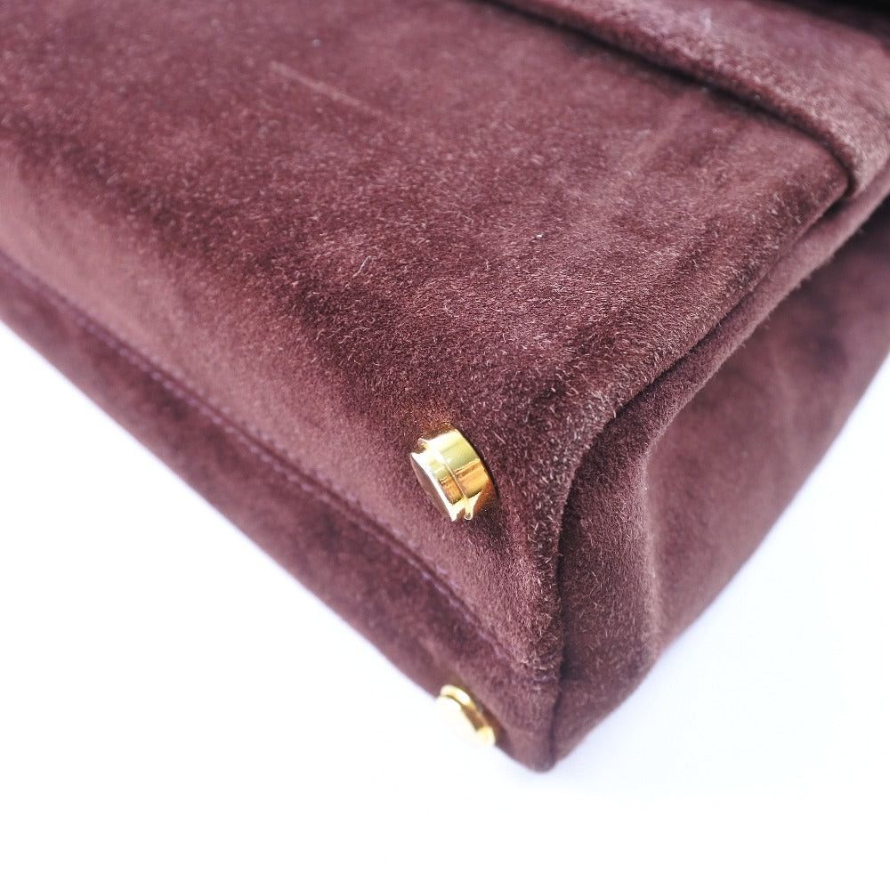 Salvatore Ferragamo Burgundy Suede Handbag (Pre-Owned) Size ONE SIZE - 5 Thumbnail