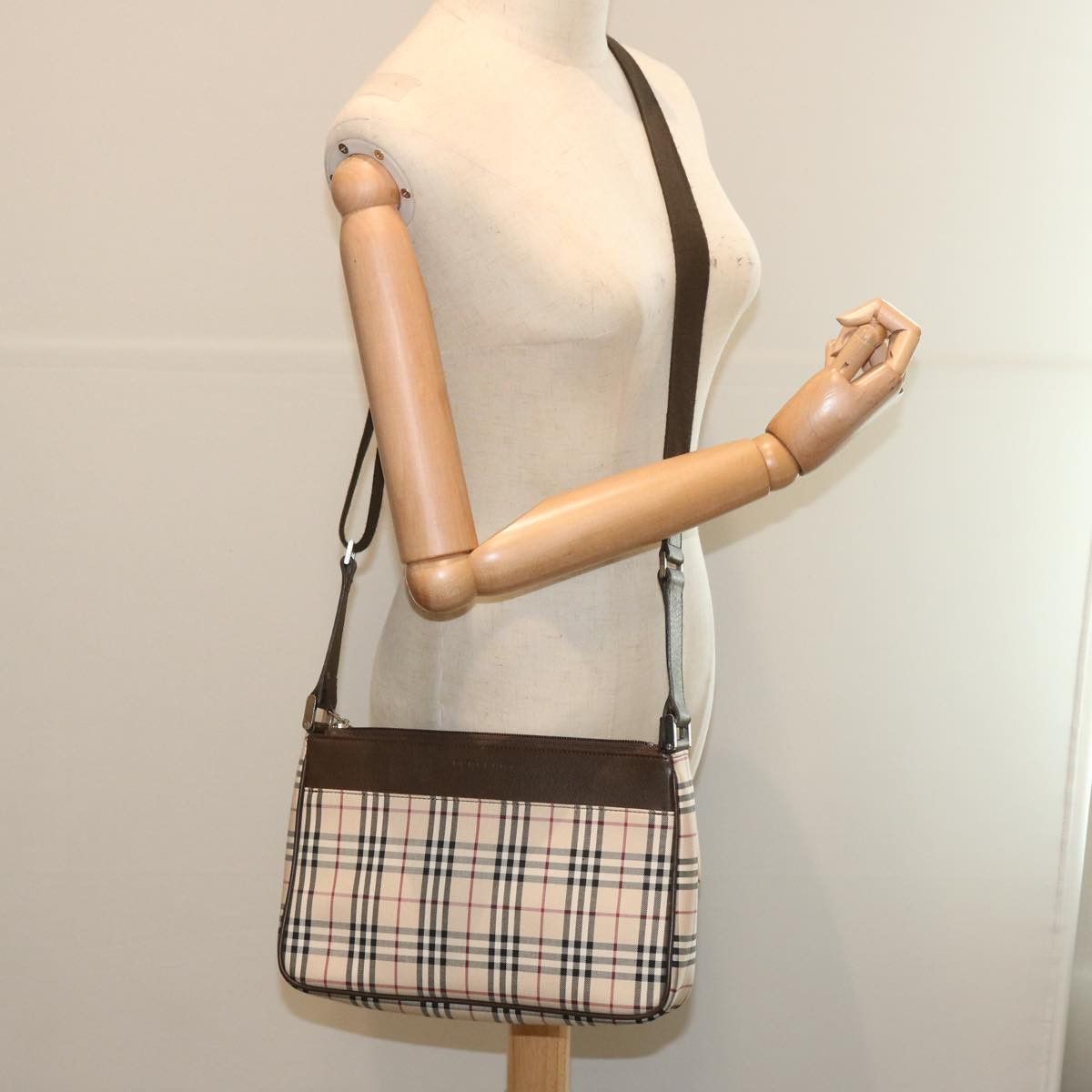 Burberry Nova Check Beige Canvas Shoulder Bag (Pre-Owned) Size ONE SIZE - 6 Thumbnail