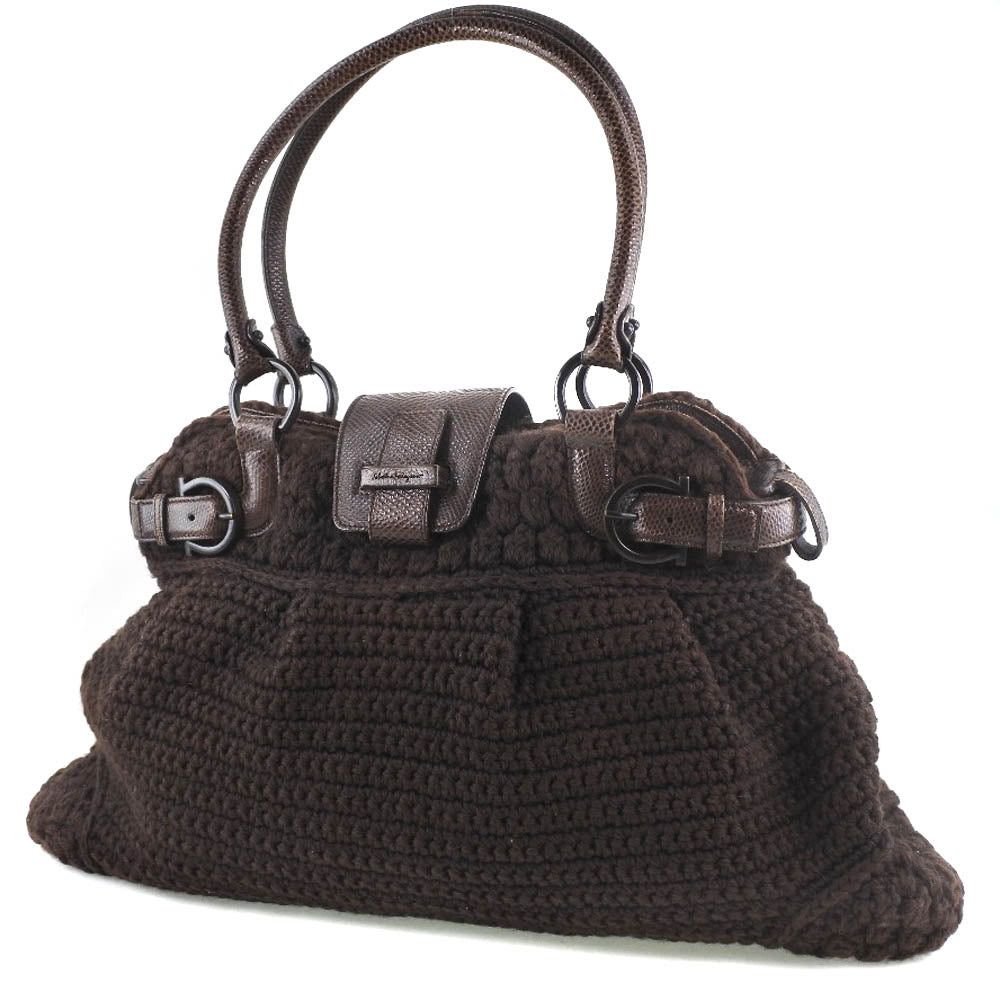 Salvatore Ferragamo Brown Wool Handbag (Pre-Owned) Size ONE SIZE - 4 Thumbnail