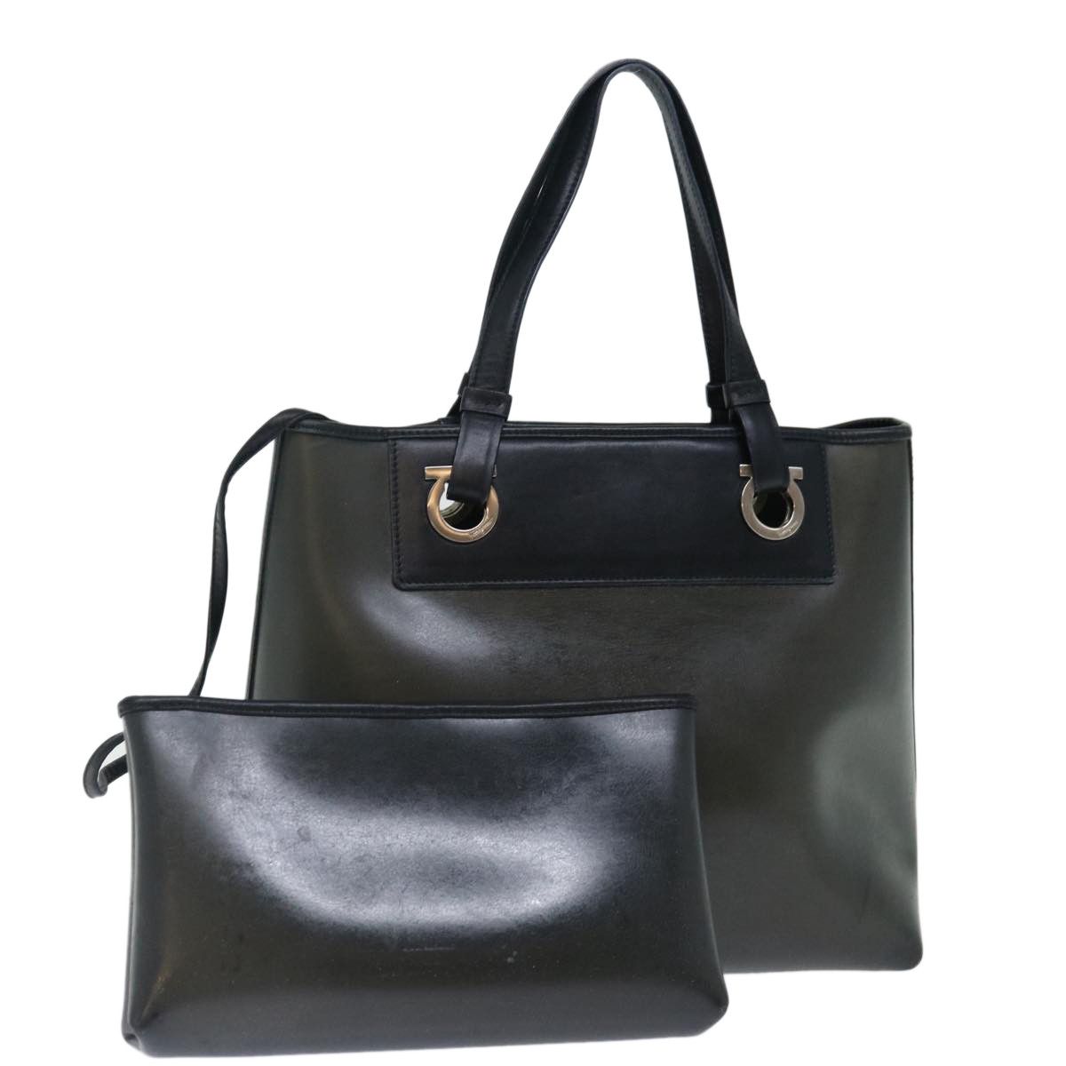 Salvatore Ferragamo Gancini Grey Leather Handbag (Pre-Owned) Size ONE SIZE - 8 Thumbnail