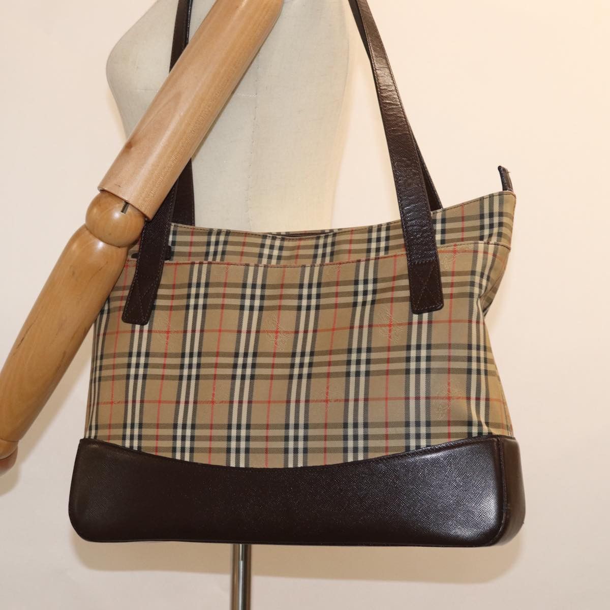 Burberry Nova Check Beige Canvas Shoulder Bag (Pre-Owned) Size ONE SIZE - 6 Thumbnail