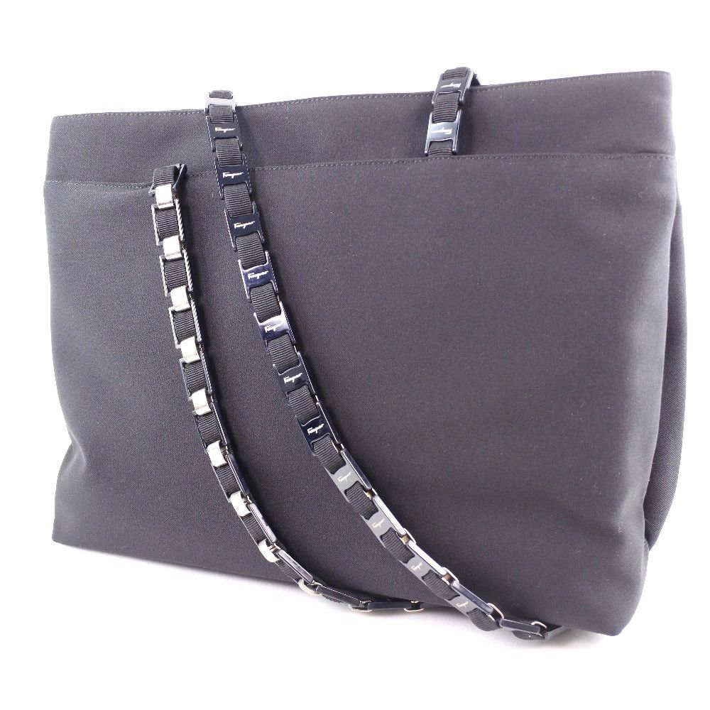 Salvatore Ferragamo Black Canvas Shoulder Bag (Pre-Owned) Size ONE SIZE - 7 Thumbnail
