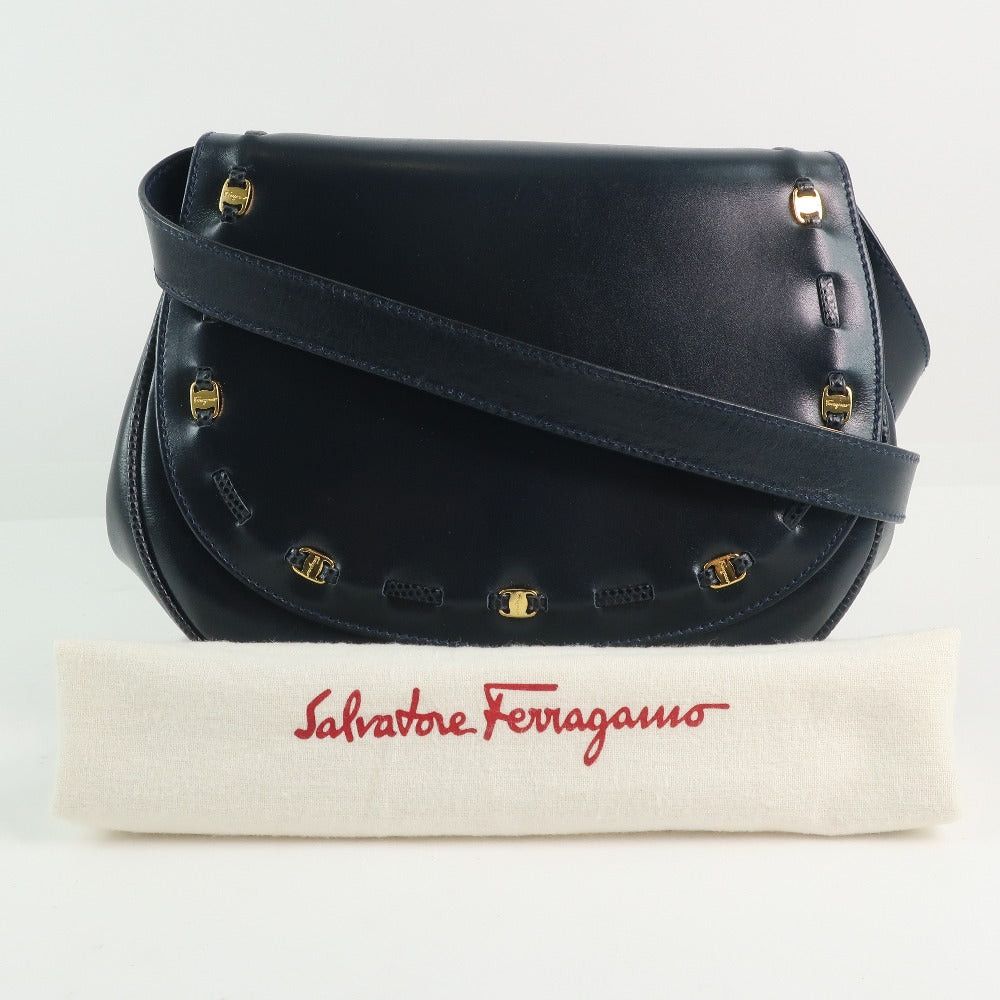 Salvatore Ferragamo Vara Black Leather Shoulder Bag (Pre-Owned) Size ONE SIZE - 7 Thumbnail