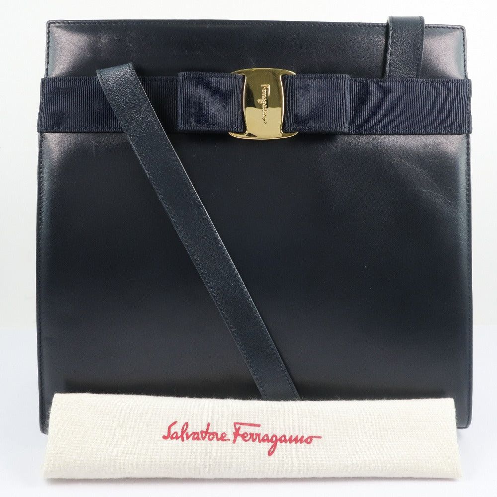 Salvatore Ferragamo Vala Navy Leather Shoulder Bag (Pre-Owned) Size ONE SIZE - 7 Thumbnail