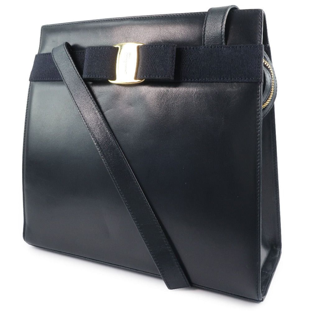Salvatore Ferragamo Vala Navy Leather Shoulder Bag (Pre-Owned) Size ONE SIZE - 3 Thumbnail