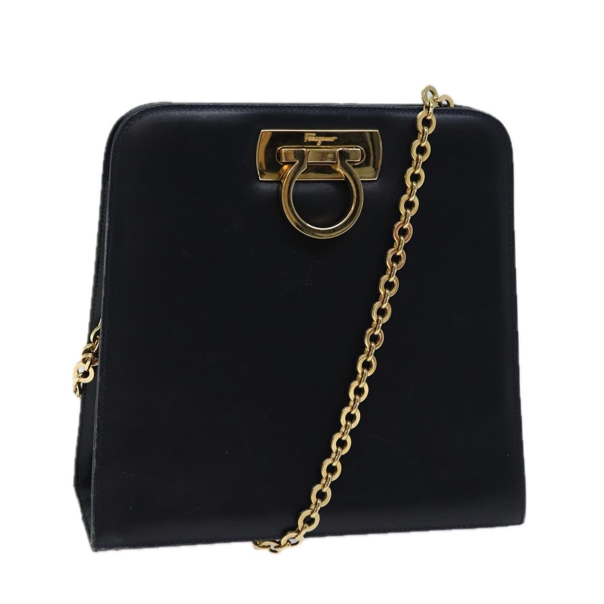 Salvatore Ferragamo Gancini Navy Leather Shoulder Bag (Pre-Owned) Size ONE SIZE - 11 Thumbnail