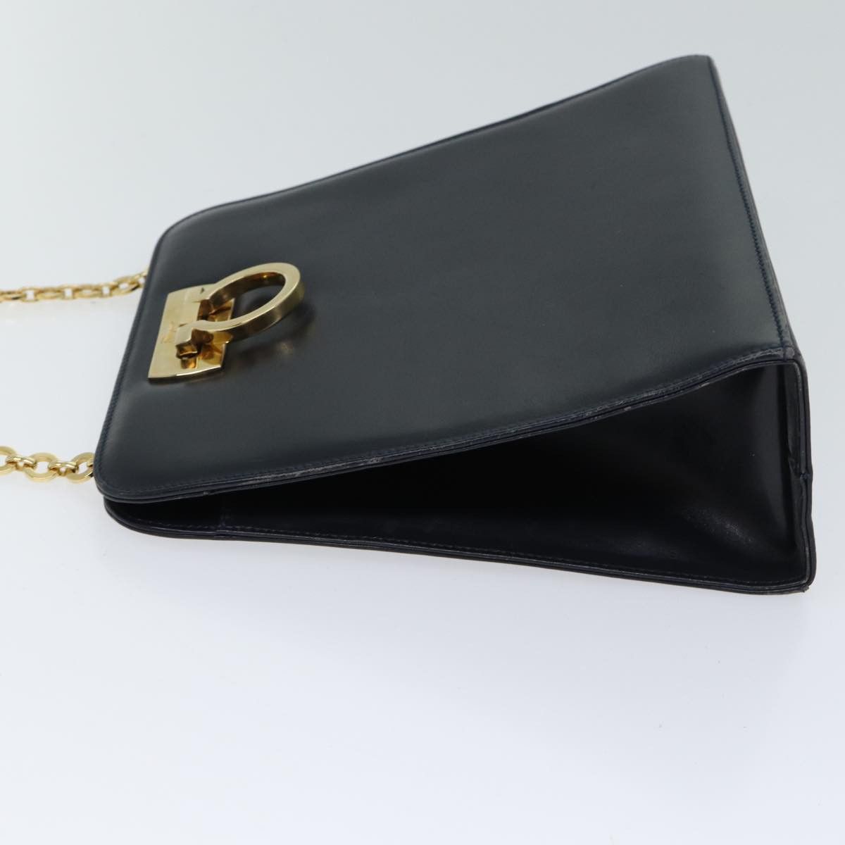 Salvatore Ferragamo Gancini Navy Leather Shoulder Bag (Pre-Owned) Size ONE SIZE - 12 Thumbnail