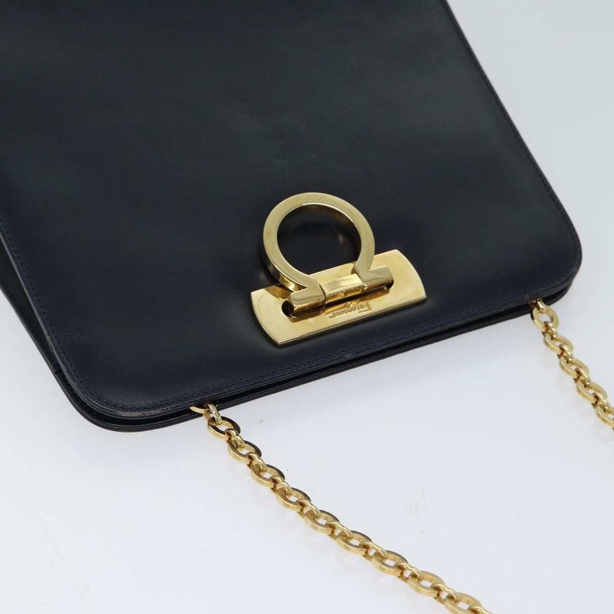 Salvatore Ferragamo Gancini Navy Leather Shoulder Bag (Pre-Owned) Size ONE SIZE - 4 Thumbnail