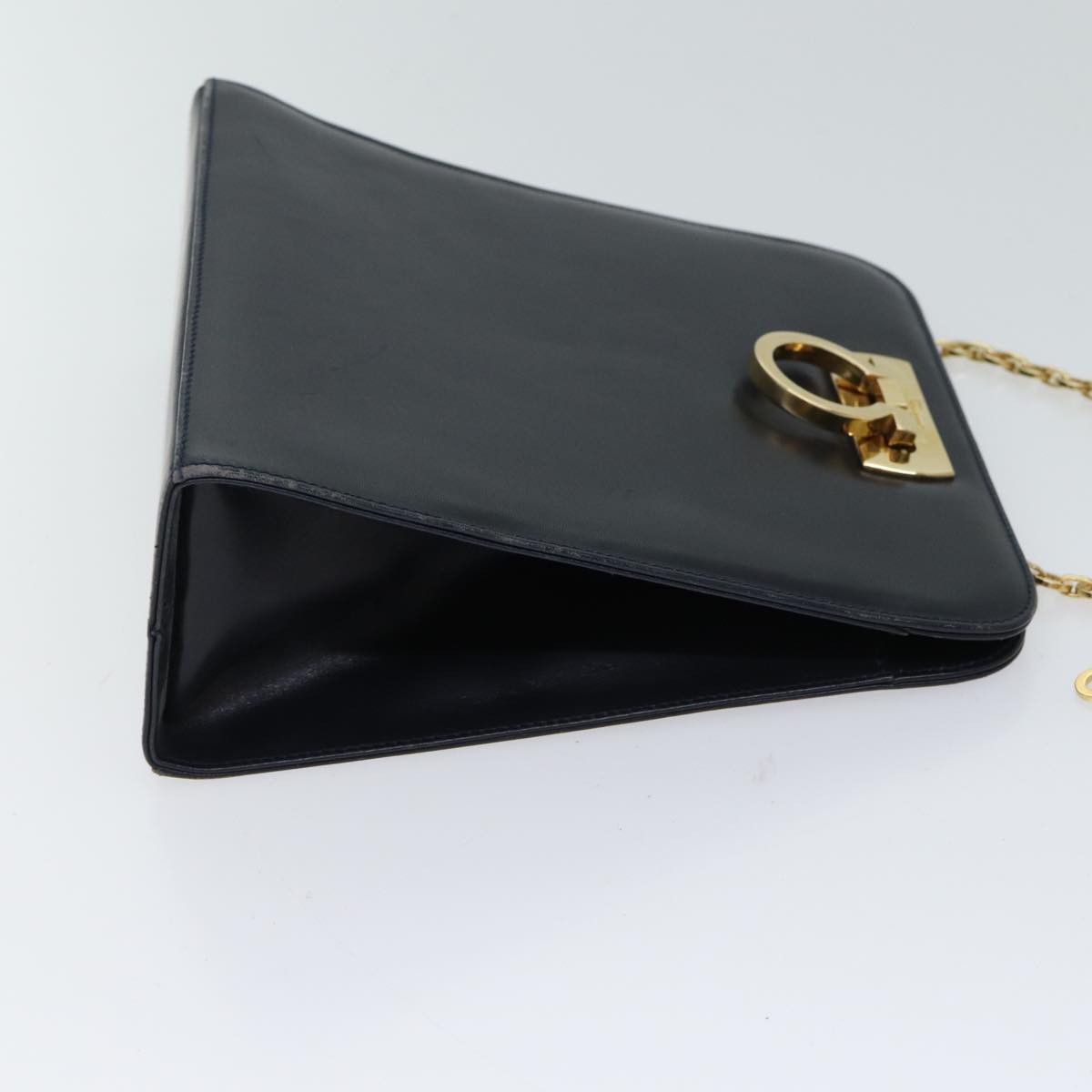 Salvatore Ferragamo Gancini Navy Leather Shoulder Bag (Pre-Owned) Size ONE SIZE - 13 Thumbnail