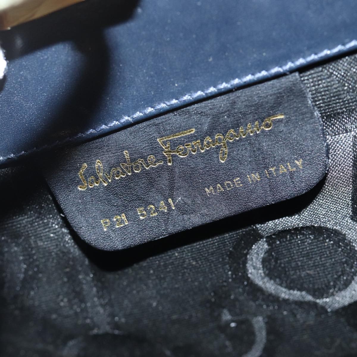Salvatore Ferragamo Gancini Navy Leather Shoulder Bag (Pre-Owned) Size ONE SIZE - 6 Thumbnail