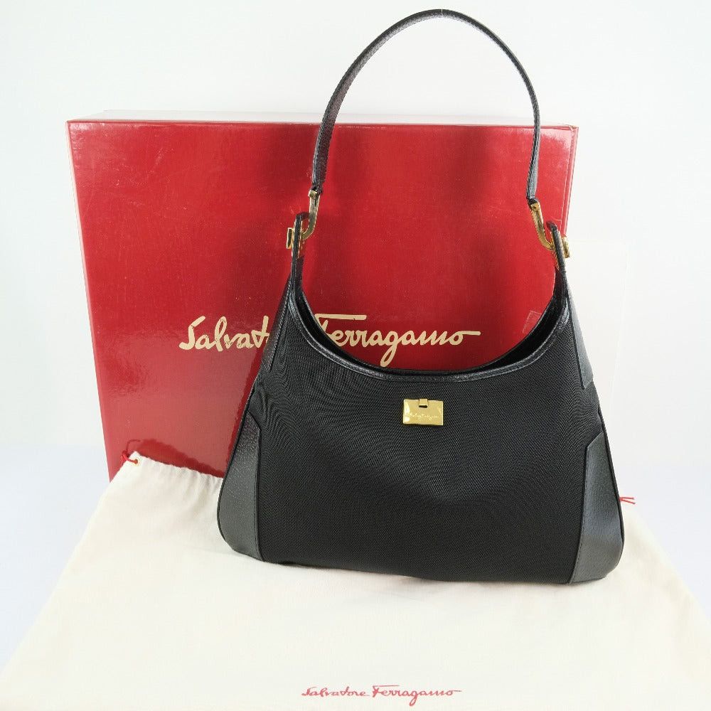 Salvatore Ferragamo Black Canvas Handbag (Pre-Owned) Size ONE SIZE - 7 Thumbnail