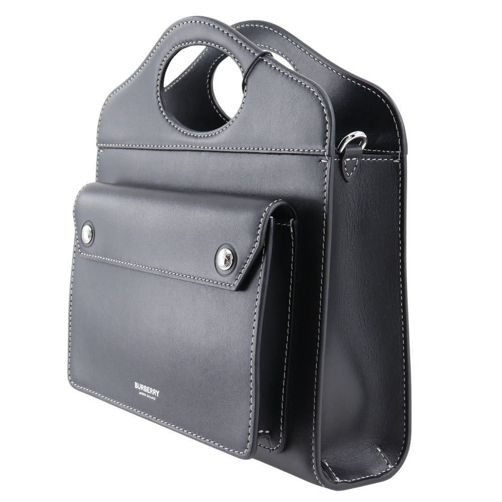 Burberry Black Leather Handbag (Pre-Owned) Size ONE SIZE - 3 Thumbnail