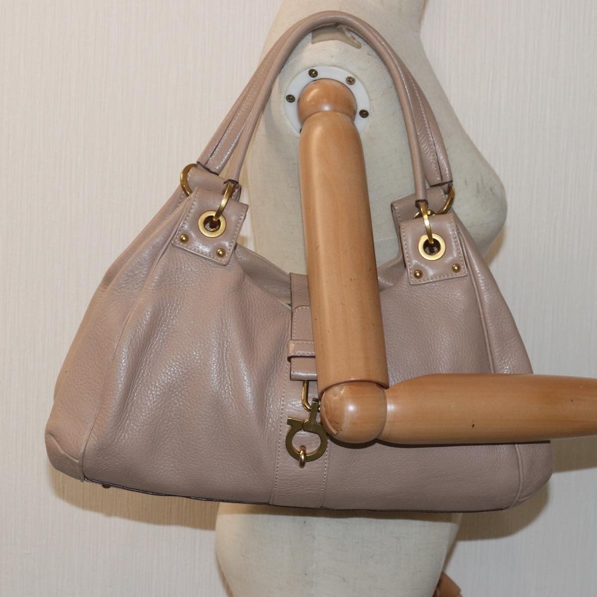 Gancini Beige Leather Handbag (Pre-Owned)