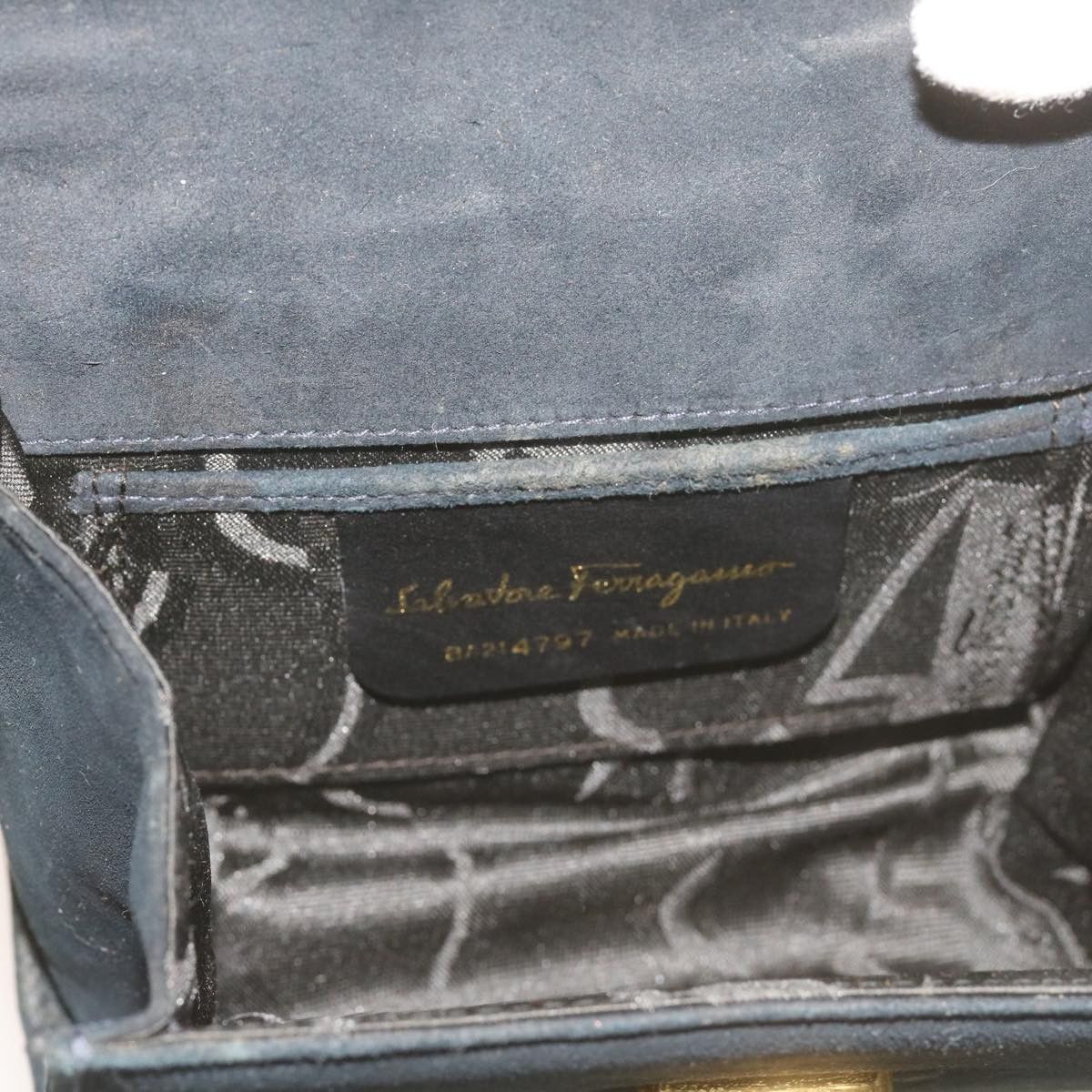 Salvatore Ferragamo Gancini Black Suede Shoulder Bag (Pre-Owned) Size ONE SIZE - 7 Thumbnail
