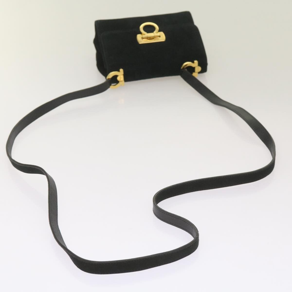 Salvatore Ferragamo Gancini Black Suede Shoulder Bag (Pre-Owned) Size ONE SIZE - 12 Thumbnail