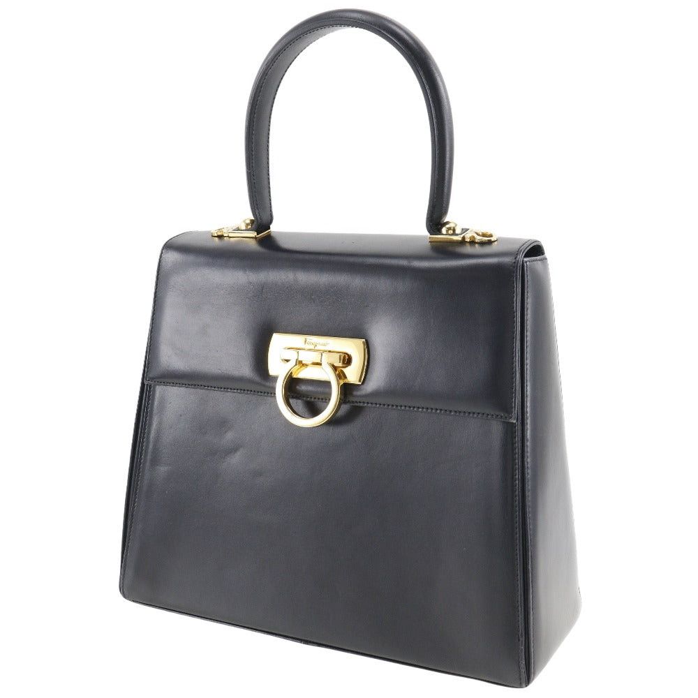 Salvatore Ferragamo Iconic Top Handle Black Leather Handbag (Pre-Owned) Size ONE SIZE - 3 Thumbnail