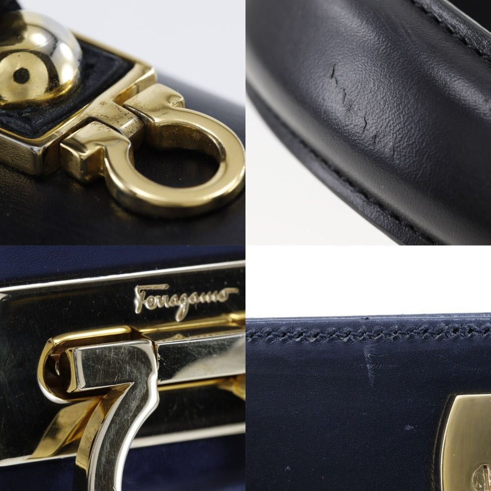 Salvatore Ferragamo Iconic Top Handle Black Leather Handbag (Pre-Owned) Size ONE SIZE - 5 Thumbnail