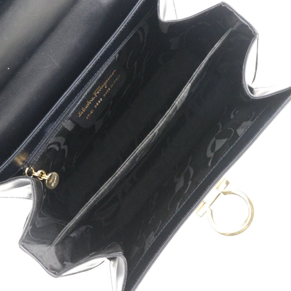 Salvatore Ferragamo Iconic Top Handle Black Leather Handbag (Pre-Owned) Size ONE SIZE - 4 Thumbnail