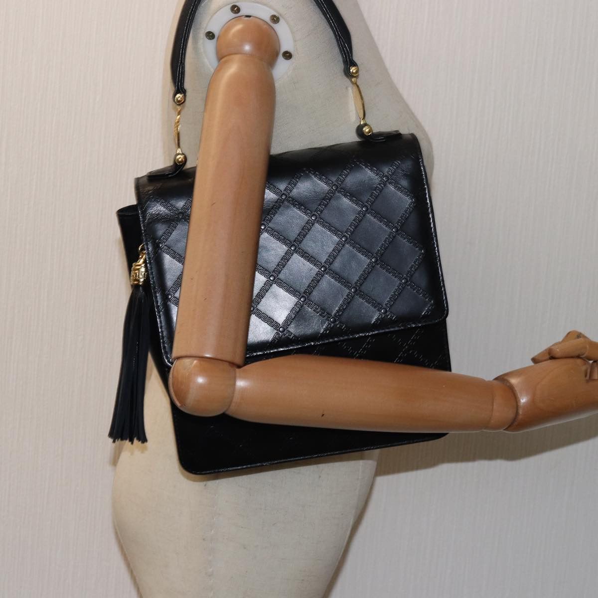 Versace Black Leather Handbag (Pre-Owned) Size ONE SIZE - 6 Thumbnail