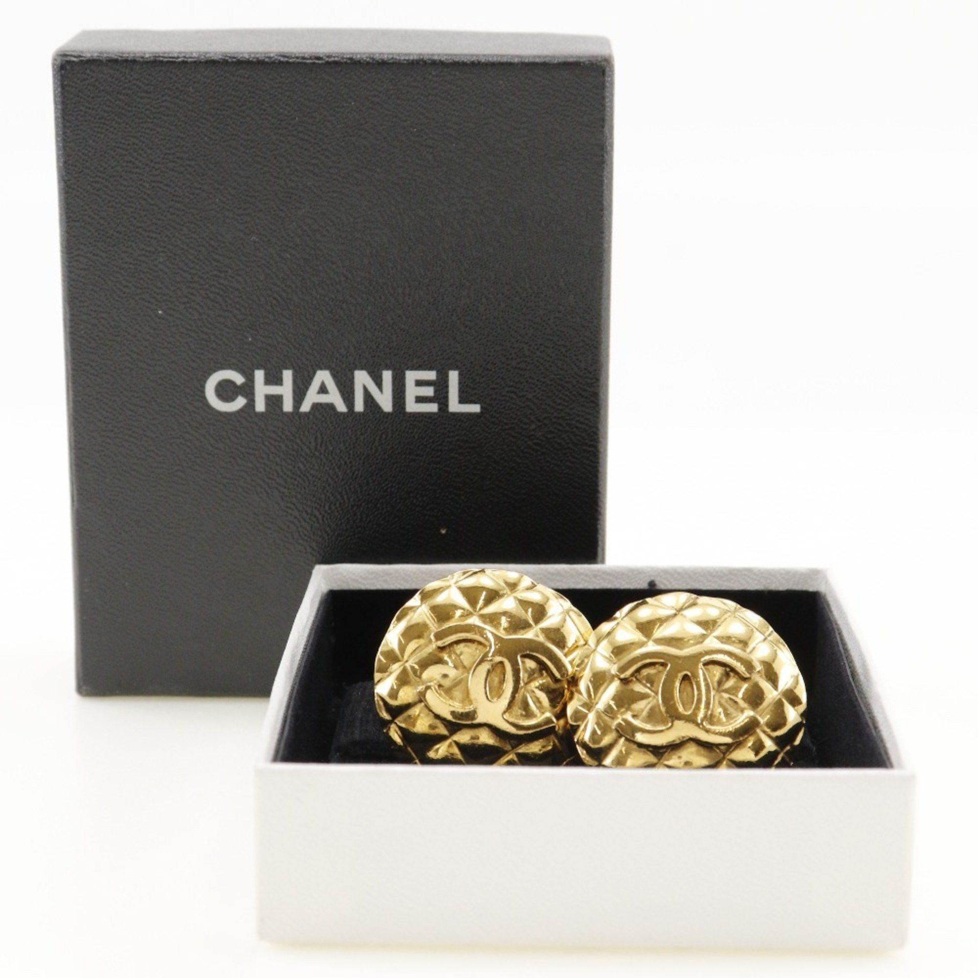 Chanel Chanel Coco Mark Earrings Matelasse Gold Plated 1988 23 Approx. 42.7g COCO Women's Size ONE SIZE - 6 Thumbnail