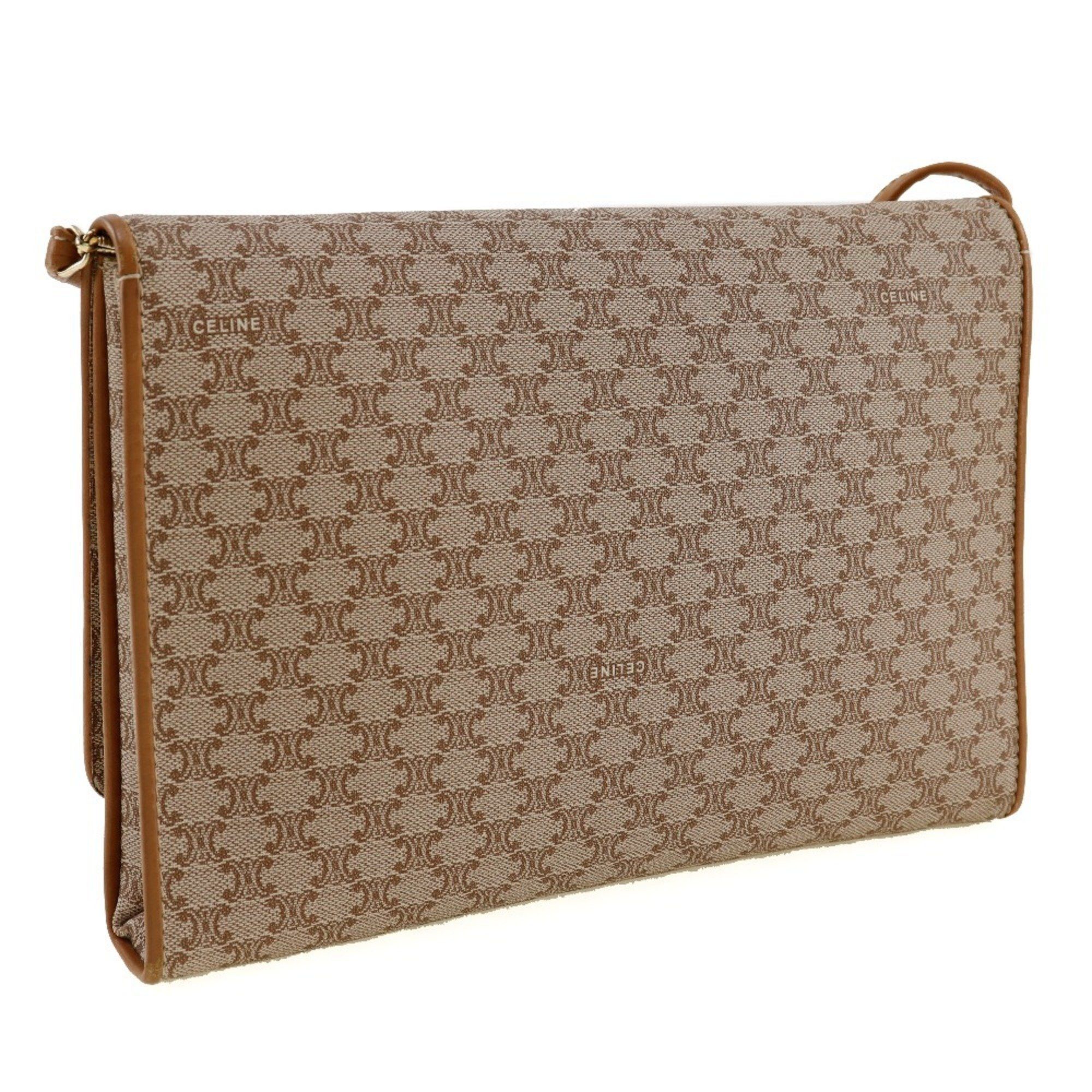 Celine Celine Old Shoulder Bag Macadam Clutch PVC x Leather Beige 2way Type Women's Size ONE SIZE - 3 Thumbnail