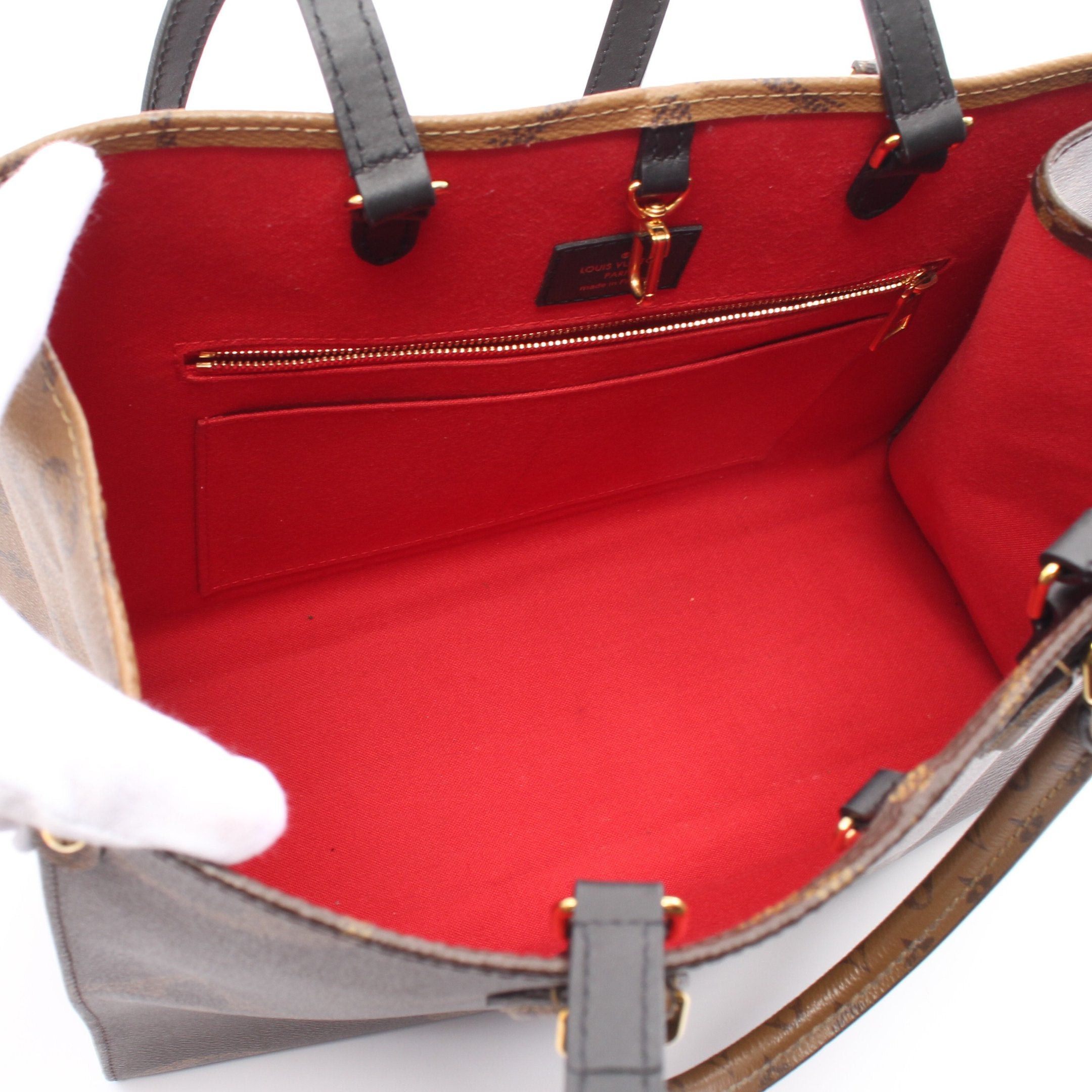 Louis Vuitton Louis Vuitton On-The-Go Mm Monogram Giant Reverse Shoulder Bag Tote Leather Brown Beige Size ONE SIZE - 3 Thumbnail