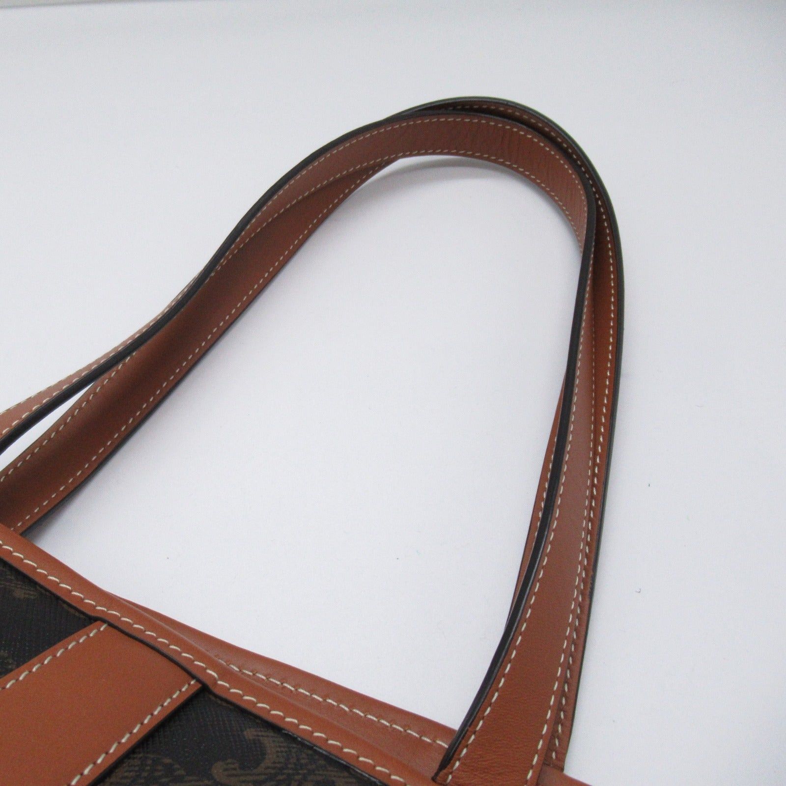 Celine Celine Triomphe Tote Bag Handbag Canvas Coated Brown Dark Size ONE SIZE - 7 Thumbnail