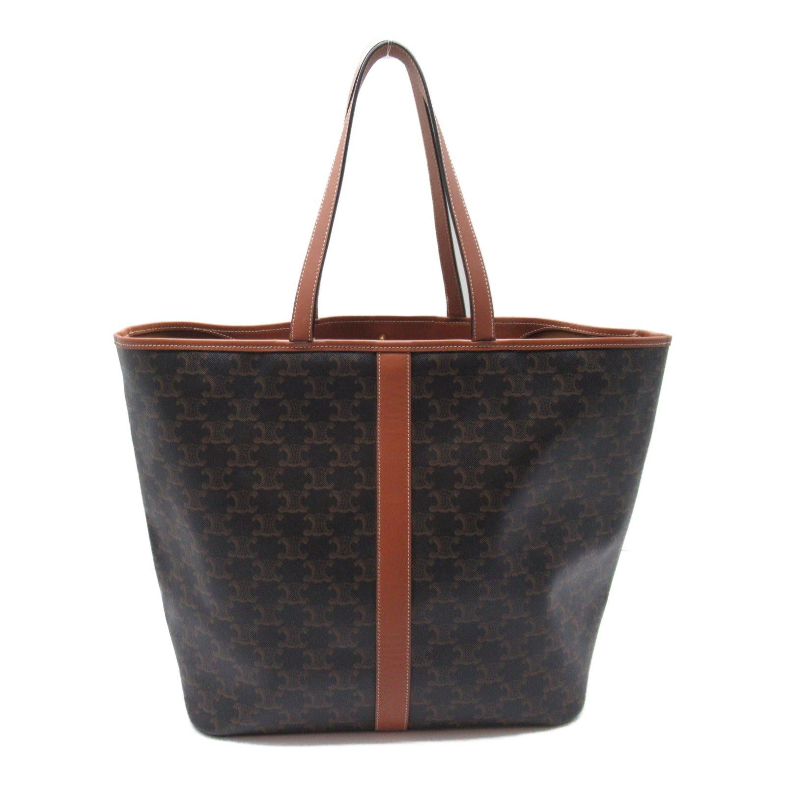 Celine Celine Triomphe Tote Bag Handbag Canvas Coated Brown Dark Size ONE SIZE - 2 Thumbnail